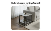 Movable with Wheels 2-Tier Accent Table Light Luxury Design Two-Tier Slatted Side Table Space-Saving Nightstand Versatile Use for Apartment Dwellers, Homeowners, Interior Designers, Living Room, Bedroom, Small Areas, Entryway