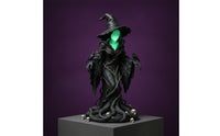 Light-up Witch Statue with Skull Base Glowing Witch Figurine Spooky Ornament Eerie for Courtyard