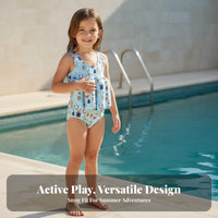 Single-Piece Buoyancy Aquatic Suit Quick-Drying Material girls' Buoyant Suit Aquatic Suit with Removable Buoyant S Cute Cartoon