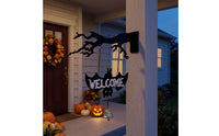 Welcome Sign with Bell Halloween Wall Hanging Welcome Sign Spooky for Homeowners