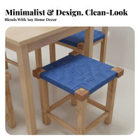 Handmade Woven square-top Stool Sturdy and long-lasting Square Wooden Stool sturdy Wood Construction Small Seat Ethnic and design for Restaurant Owners, Apartment Dwellers, Teahouse, Kitchen, Living Room, Entryway