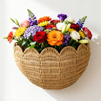 Woven Basket with rimed Rattan-Like Wall Basket Space-Saving for Entryway, Nursery, Washroom
