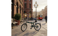 Retro Folding City Bike Internal 3-Speed Japanese Style Folding Bike Includes Rear Rack Step-Through City Bike for Commuters, City, University