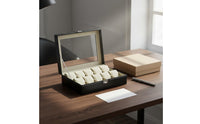 Leather Watch Storage Box Debris-Resistant Watch Collector Case Men's Jewelry Organizer Metal Clasp Removable Pillows