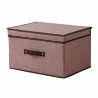 foldable textile Box with Lid Large Capacity Storage Container Sturdy Handles Household Organizer Stackable for Students, Homeowners, Bedroom, Dorm Room, Under Bed, on Shelves