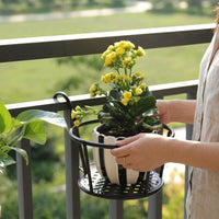 Home Decoration Iron Plant Stand for Hanging Plant, Balcony Planters for Railing with Fixed Hook, Garden Planter Fence Planters, Metal Hanging