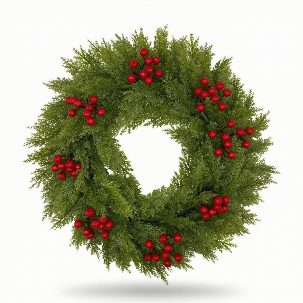Faux Fir Wreath Soft Textured Decorations for Entrance, Mantel
