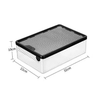 Slim Reptile Feeding Box with Mesh Lid Compact Reptile Enclosure with Sliding Lid Breathable Breeding Box with Swivel Latch Stackable for Beginners