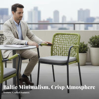 4 Pieces Nordic & design 4-Piece Chat Set Woven Design Loveseat, 2 Chairs, and Table Set weather-resistant Outdoor Furniture Thick pads for Business Owners, residents, Families, Balcony, Garden, rearyard, waterfront area