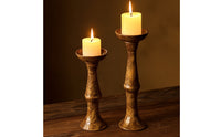 2 Pieces Marbled Candlestick Holders Tapered Candle Holders with Pedestal Sculptural Candlesticks Glossy for Study, Bedroom, Bookshelf, Bedside Table