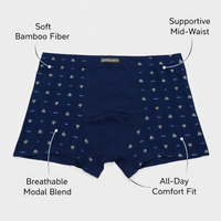 Boxers in Soft Bamboo Modal Blend for Everyday Wear, Moisture Wicking Breathable Underwear, Mid-Rise Waist Design, All Season Comfort