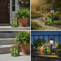 Frog Statue with Solar Lantern Cute Frog Statue with Welcome Sign for Homeowners