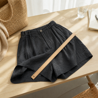 Women's High-Waisted Linen Blend Casual Loose Straight Shorts