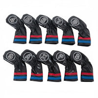 10 Pieces Soft Lined Golf Iron Headcover Set Waterproof Numbered Iron Covers Embroidered Numbers for Golfers