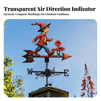 Little Boy Weathervane Rust Resistant Metal Wind Direction Indicator Smooth Rotation Metal Weathervane for Yard, Fence