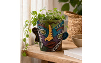 Textured Sculptural Planter Resin Human Sculptural Planter Multicolored House Decoration for Indoor, Garden, Balcony