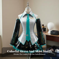 Virtual Singer Uniform Vivid Teal highlights Multi-Piece Anime Suit Characterprecise Design Cosplay Costume for Women, Teens, Theme Parties, Carnival