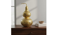 Brass Gourd Statue Auspicious Symbolism Feng Shui Gourd Statue Exquisitely Crafted Brass Calabash Ornament for Collectors, Study