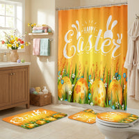 Easter Shower Curtain Sets Toilet Lid Cover and Bath Mat for Home, Apartment, Hotel, Restroom