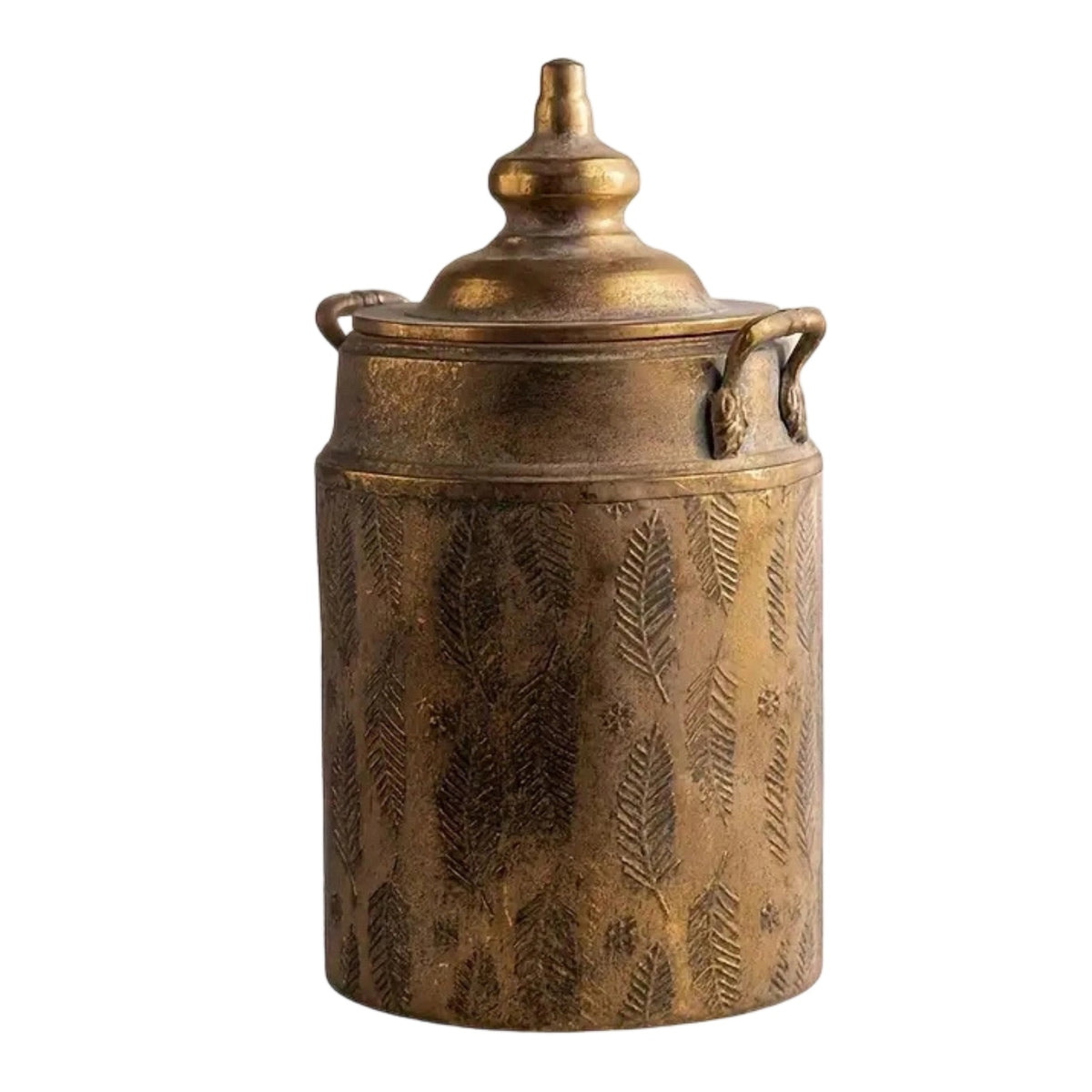 Flower Vase with Lid Textured Metal Urn Vase Ornamental for Mantel, Entryway