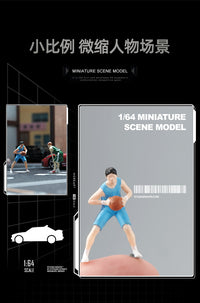 1/64 Basketball Boy Athlete Figure Model, Miniature Colored Figure for Architectural Sand Table Decoration