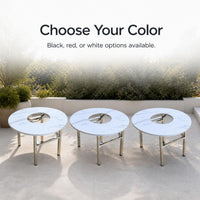 Thickened Stainless Steel Folding Round Table for Outdoor BBQ, Camping, and Patio Gatherings
