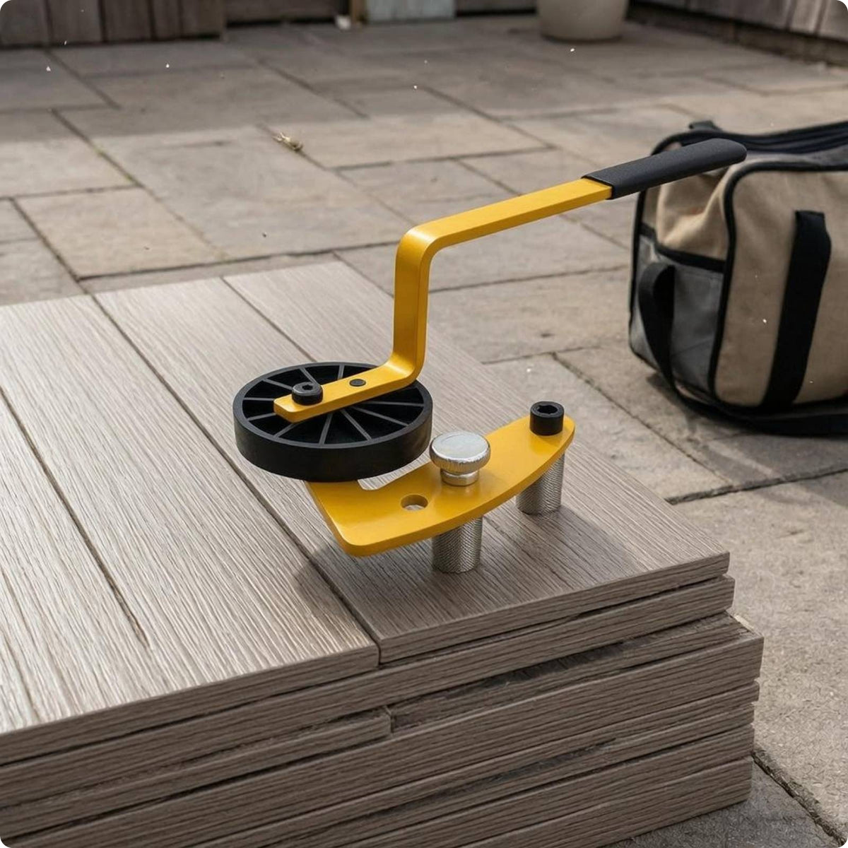 Curved Touch Surface Deck Board Straightener Clamp Style Deck Board Straightening Tool Wheel Base Steel