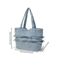 Denim Tote Bag Soft Tote Purse Versatile for Shopping, School