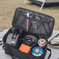 Multi-Compartment Camping Cooker Carrying Case Portable Camping Cookware Bag Large Capacity Picnic Gear Storage Tote Water-Resistant for Campers