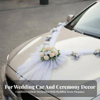 Layered Design Wedding Car Decoration Kit Artificial Flowers Bridal Car Decor Set Floral Hood Decoration Kit