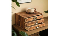 3 Drawer Wooden Organizer Handmade 3 Drawer Wooden Box Vintage Desktop Storage Multi-Functional Rustic Wood Storage Box