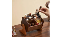 Wooden Cosmetic Storage Box Desktop Makeup Organizer with Compartments Tabletop Vanity Organizer with Dividers for Dresser, Lavatory Counter, Bedroom