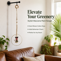 Handmade Macrame Plant Hanger, Boho Rope Hanging Planter for Indoor Plants, Home Decor Balcony Garden, Neutral-White Textile Fiber