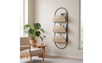 Magazine Rack with Cane Shelves Boho Wall-Mounted Magazine Rack Space-Saving