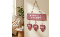 Easy to Hang Christmas Wall Sign Romantic Hanging Plaque with Hearts Warm Wooden Heart Sign Rustic for Homeowners