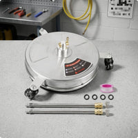 Surface Cleaner Attachment with Wheels 15-Inch Stainless Steel Surface Cleaner Easy to Use Rolling for Driveway, Patio