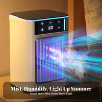 3 Speed Settings Desktop Misting Fan 7-Color LED Light Portable Air Cooler Humidifier Quiet Operation for Office Workers, Bedroom, Dorm Room