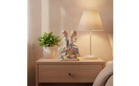 Boy and Girl Figurine Pastel Ceramic Figurine Tabletop Porcelain Statue for Collectors, Bedroom