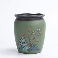 Plant Pots for Indoor Plants and Bonsai Pot, Vintage Style Indoor Plant Pot for Living Room, Semi-Handmade Round Hand-Painted Ceramic Planter