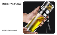 Large Capacity Tea Water Separation Bottle Heat Resistant Double Wall Glass Tea Tumbler Leak-Proof for Travelers, Men, Commute, Outdoor, Car