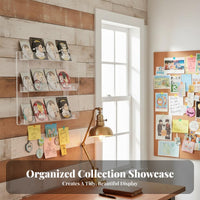 High Clarity Multi-Tier Wall Rack Space Saving Display Shelf Modern Design Collectibles Organizer Raised Baffle for Anime Fans, Young Adults, Dorm Room, Bedroom, over Desk, Entryway