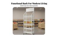 Multi-Purpose Movable Snack Display Shelf Large Capacity 4-Tier Rolling Cart Heavy Duty 4-Tier Rolling Storage Rack Rust-Proof for Shopkeepers, Apartment Dwellers, Supermarket, Office, Living Room, Bathroom