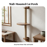 Solid Wood Construction Wall-Mounted Cat Furniture Set Includes Scratching Posts Wall Mounted Cat Climber Sturdy & Long-Lasting Kitty Adventure Zone Gym Space-Saving for Apartment Dwellers, Indoors, Indoor, Living Room, Bedroom