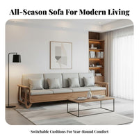 L-Shaped Sofa with Under-Seat Storage New Chinese design Living Room Furniture full Wood Frame for Homeowners, Pet Owners
