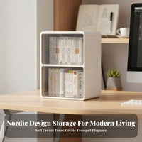 Stackable Drawer Unit Transparent Drawers Desktop Organizer Dust-Proof Lid