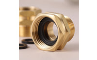 2 Pieces Leak-Leakproof Brass Garden Hose Adapter Hex-Shaped Garden Hose Adapter Threaded Female Connector Heavy Duty for Gardeners, Homeowners, Lawn Watering, Patio