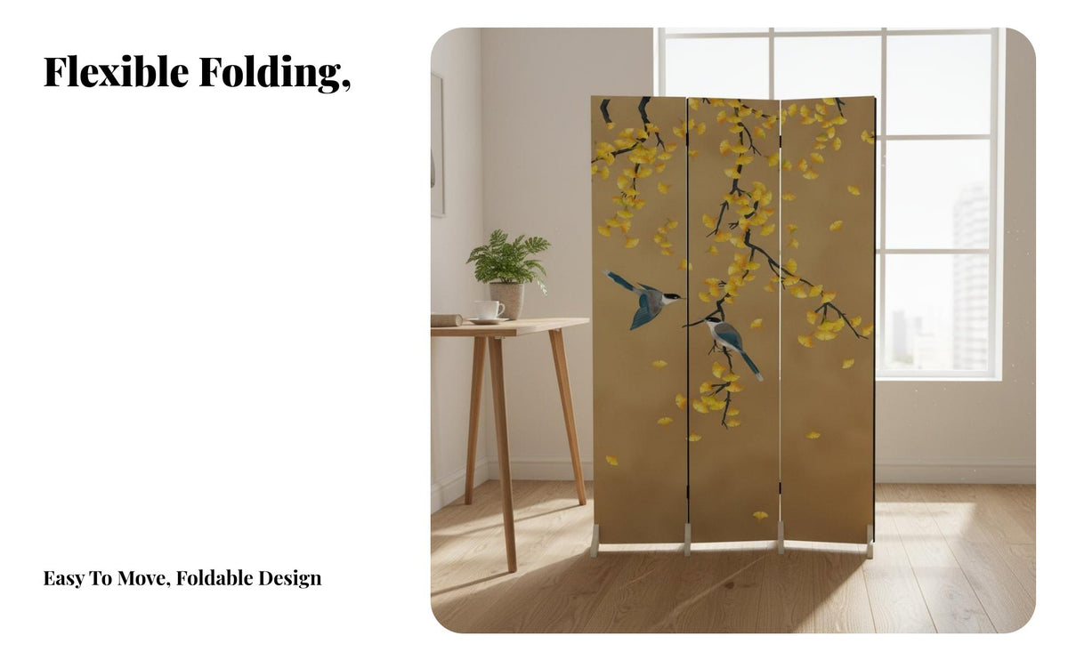 Chinese Aesthetic Multi-Panel Folding Screen Foldable Design 4-Panel Folding Divider Movable Room Partition Portable for Apartment Dwellers, Screenice Workers, Business Owners, Bedroom, Entrance Hall, Restaurant, Visual Background