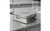 Stainless Steel Scissor Lift Platform Square Top Manual Lifting Platform Polished Finish Laboratory Lift Stand Green Pad for Scientists, Equipment Setup