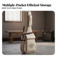 Double Shoulder Straps 41 Inch Acoustic Guitar Bag Thick Padding Folk Guitar Carrying Bag Multiple Storage Pockets for Travel, Gigs