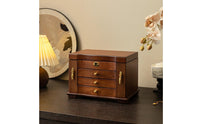 Wood Jewelry Storage Box Wedding Gift Wooden Jewelry Box Felt Lined Interior for Newlyweds, Women, Dressing Table, Bedroom